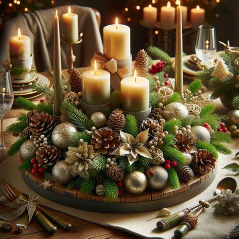 Centrotavola con candele e stelle di Natale