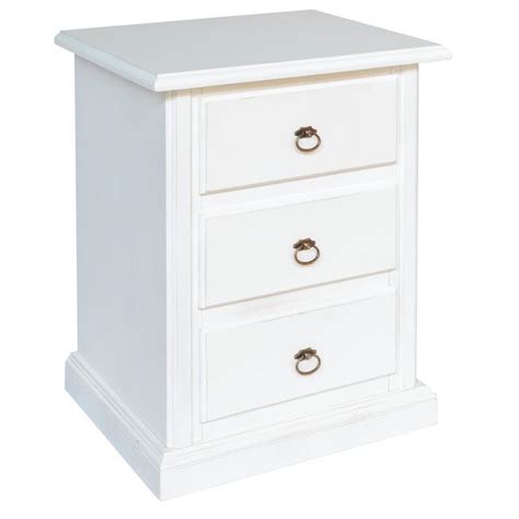 Comodino classico in legno bianco opaco