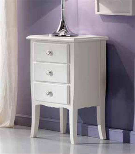 Comodino in legno massello bianco stile shabby chic