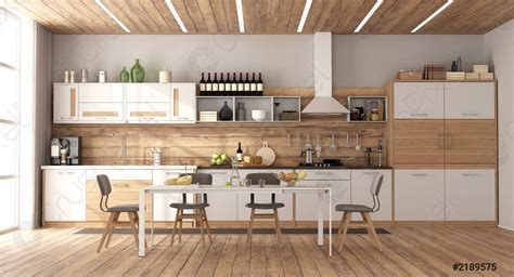 Cucina bianca e legno in open space
