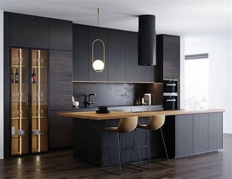 Cucina con parquet scuro