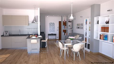 Cucina con penisola e soggiorno open space