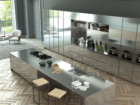 Cucina moderna in acciaio e legno