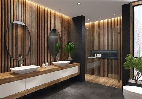 Design bagno con elementi in legno Iroko