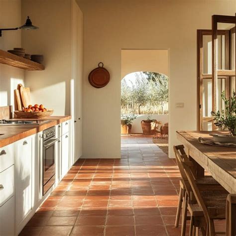 Esempio di pavimento in cotto in una cucina