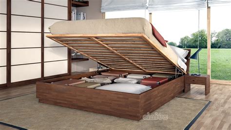 Letto matrimoniale con contenitore in legno massello