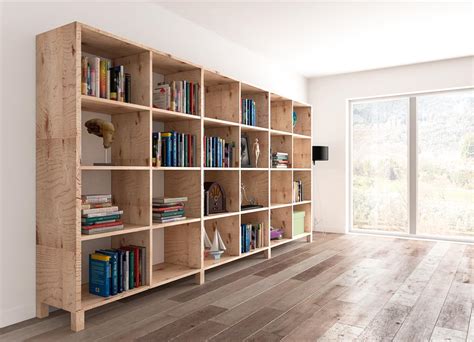 Libreria in legno massello per soggiorno moderno