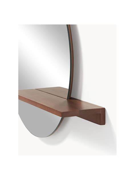 Mensola svuotatasche in legno con specchio