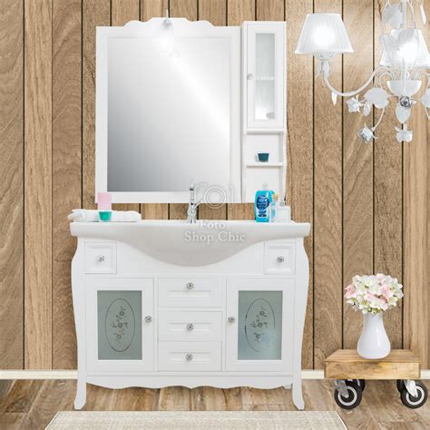 Mobile bagno in palissandro con specchio e pensile