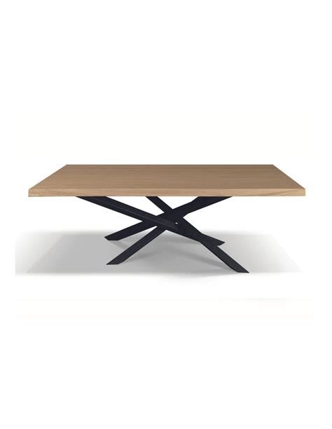 Tavolo con Struttura in Acciaio e Piano in Legno Okume