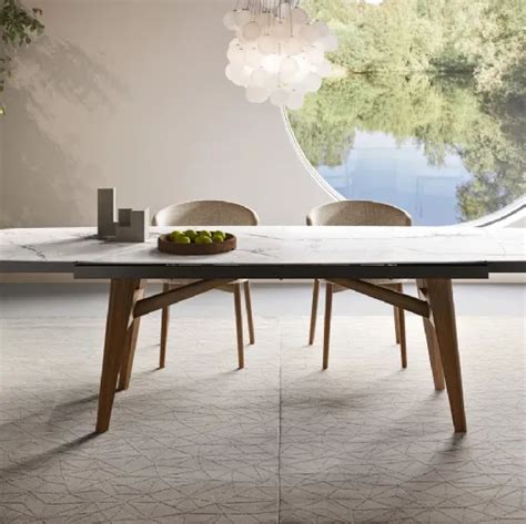 Tavolo in ceramica e legno