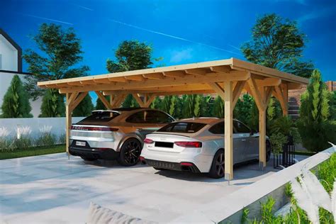 Tettoia auto doppia in legno di abete