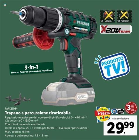 Trapano Avvitatore a Percussione a Batteria Parkside